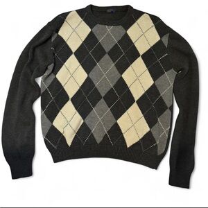 Brandy Melville Argyle Sweater - Black, Gray, Cream